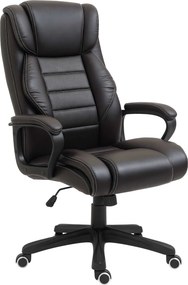 Cadeira de escritório com função de massagem, ergonómica, de grande conforto, altura ajustável, encosto basculante e revestimento sintético castanho F