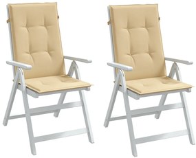 vidaXL Almofadões para cadeiras altas 2 pcs mesclado tecido bege