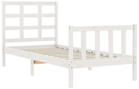 Cama sem colchão 100x200 cm madeira de pinho maciça branco