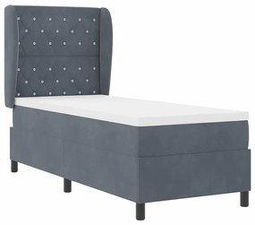 Cama Box com Colchão Cinza Escuro 80 x 200 cm em Veludo