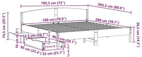 Cama sem colchão 180x200 cm madeira de pinho maciça branco