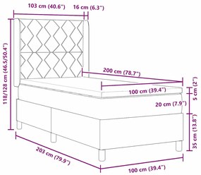 Cama Box com Colchão Azul 100x200 cm