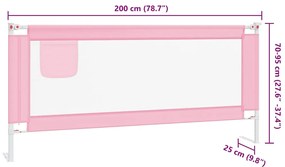 Barra de segurança p/ cama infantil tecido 200x25 cm rosa