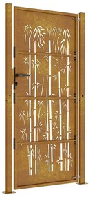 Portão de jardim 105x205 cm aço corten design bambu