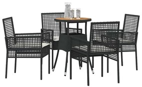 Conjunto de Jantar de Jardim de 5 Peças em Rattan Sintético Preto