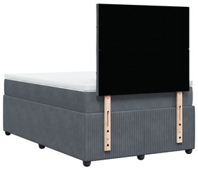 Cama boxspring com colchão 120x200 cm veludo cinzento-escuro