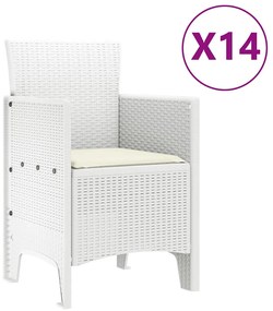 Conjunto de Jantar de Jardim 15 pcs Branco Grande