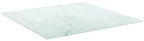 Tampo mesa 70x70 cm 6 mm vidro temperado design mármore branco