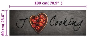 Tapete de cozinha lavável 60x180 cm veludo texto cooking