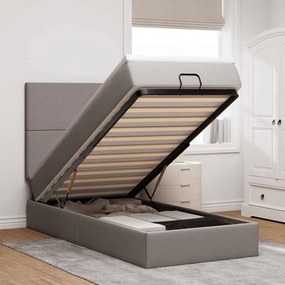 vidaXL Estrutura de cama otomana com colchão tecido cinzento 90x190cm