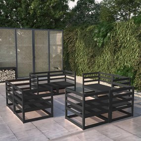 8 pcs conjunto lounge de jardim pinho maciço preto