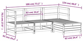 4 pcs conjunto sofás de jardim madeira de pinho impregnada