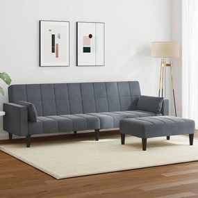 vidaXL Sofá-cama 2 lugares c/ apoio de pés veludo cinzento-escuro