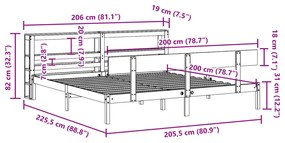 Cama sem colchão 200x200 cm madeira de pinho maciça