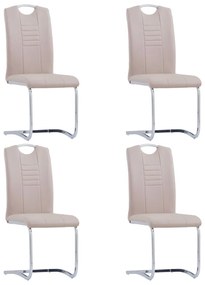 vidaXL Cadeiras de jantar cantilever 4 pcs couro artificial cappuccino
