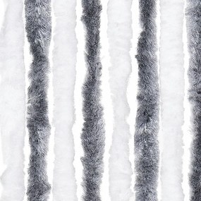 Cortina anti-insetos 100x230 cm chenille cinzento e branco