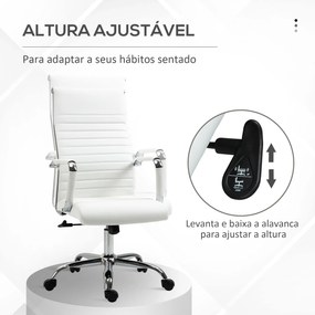 Cadeira de Escritório Ergonómica Giratória 360° Basculante com Altura Ajustável 54x62x104-114 cm Branco