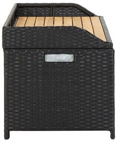 Banco de jardim c/ arrumação 120 cm vime PE preto