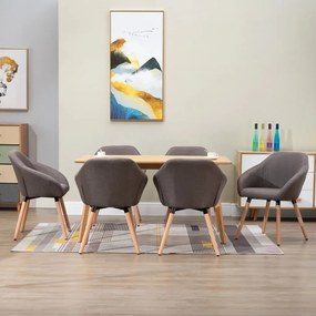 vidaXL Cadeiras de jantar 6 pcs tecido cinzento-acastanhado