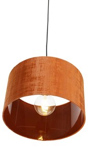 Candeeiro suspenso moderno preto abajur laranja 35cm - COMBI Moderno