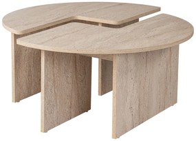 Mesa de Centro "Moira" – Travertine, Ø90x41 cm, Design Rústico Moderno