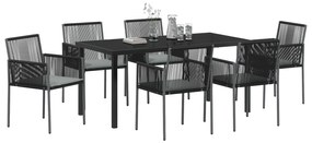 Conjunto de Jantar de Jardim de 7 Peças com Almofadas em Rattan de Pol