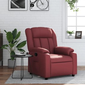 Poltrona reclinável couro artificial vermelho tinto