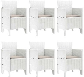 Conjunto de Jantar para Jardim 7 pcs Branco Rattan / Poliéster