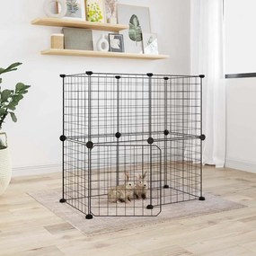 Gaiola p/ animais de 12 painéis c/porta 35x35 cm aço preto