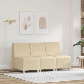 vidaXL Cadeira de Sofá Cinza Claro 55 cm em Tecido 3 pcs Creme