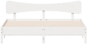 Cama sem colchão 160x200 cm madeira de pinho maciça branco