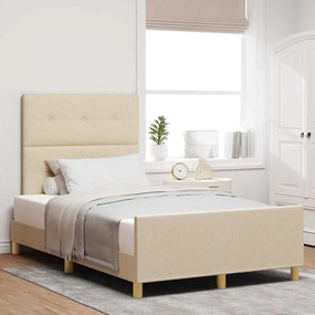 Cama vidaXL em Creme, 120x190 cm, Feita de Tecido