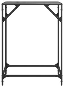 Mesa consola com tampo em vidro preto 60x35x81 cm aço