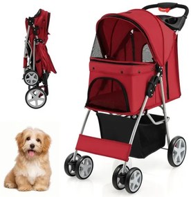 Carrinho de bebê duplo 4 em 1 para animais de estimação com transportadora removível para gatos - bege