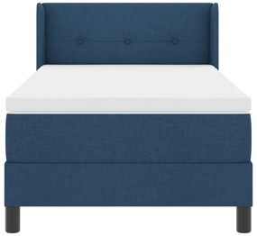 Cama Box Spring vidaXL com Colchão Azul 90x190 cm Tecido, Cabeceira Bo