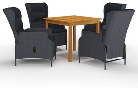 vidaXL 5 pcs conjunto de jantar para jardim cinzento-escuro