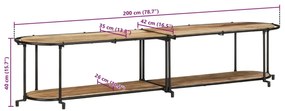 Móvel de TV 200x42x40 cm madeira de mangueira áspera maciça