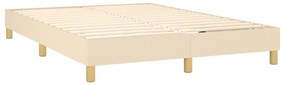 Cama box spring c/ colchão e LED 140x200 cm tecido cor creme