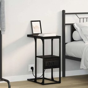 vidaXL Mesa-de-cabeceira com gaveta Carvalho preto 41.5 x 26 x 60.5 cm