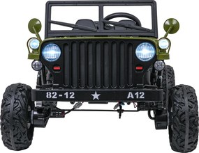 Jipe elétrico para Crianças 2V 4x4 STAR Veículo Militar STAR, Rodas de espuma EVA, Controle remoto Verde