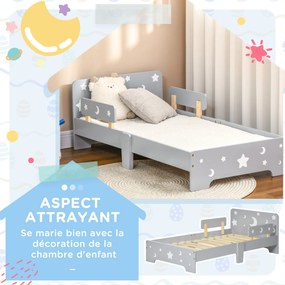 Cama para crianças dos 3 aos 6 anos 143 x 76 x 49 cm (COLCHÃO NÃO INCLUIDO), com design de estrelas e lua, base de ripas incluída, para quartos modern