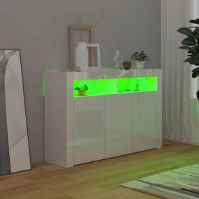 Aparador Giancarlo com Luzes LED de 115 cm - Branco Brilhante - Design