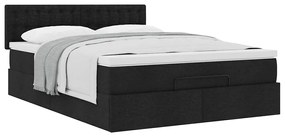 Cama otomana com colchão 140x200 cm tecido preto