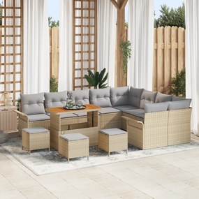 Conjunto de Sofás de Jardim vidaXL 13 Peças com Almofadas Bege Poliést