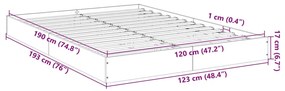 Estrutura de cama 120x190 cm derivados de madeira cinza cimento