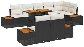 Conjunto de Jantar de Jardim com 9 Peças e Almofadas