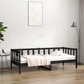 814688 vidaXL Sofá-cama 80x200 cm madeira de pinho maciça preto