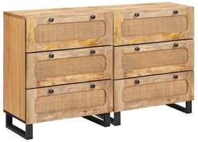 vidaXL Buffet 2 pcs Castanho 60 x 33 x 75 cm Madeira de manga maciça