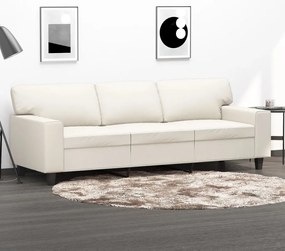 vidaXL Sofá de 3 lugares 180 cm couro artificial cor creme