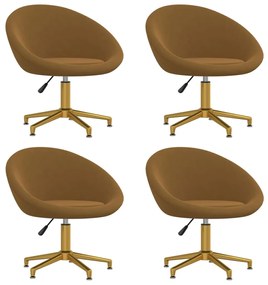 vidaXL Cadeiras de jantar 4 pcs veludo castanho